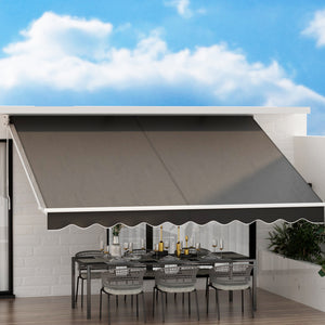 Wall Mounted Folding Arm Window Awning Outdoor Blinds Retractable Canopy Grey 4x3M