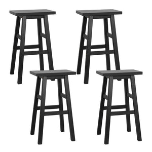 4x Wooden Bar Stools High Chair Kitchen Breakfast Stool - Black