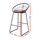 Set of 2 Bar Stools Steel Fabric Cushion Modern High Chair Kitchen - Grey and Black