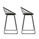 Set of 2 Bar Stools Steel Fabric Cushion Modern High Chair Kitchen - Grey and Black