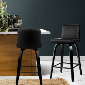 2x Wooden Leg Bar Stool Set Kitchen High Chair Seating Home Office Cafe