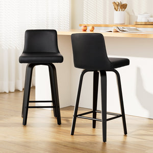 2x Wooden Leg Bar Stool Set Kitchen High Chair Seating Home Office Cafe