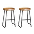 2x Wooden Backless Bar Stools Elm Wood Seat Retro Vintage Seating