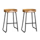 2x Wooden Backless Bar Stools Elm Wood Seat Retro Vintage Seating