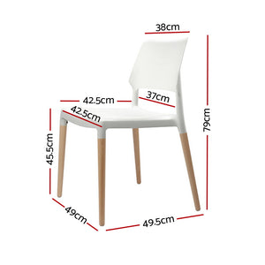 4x Wooden Dining Chair Set Beech Wood Legs Stackable Chairs Seat White - Afterpay - Zip Pay - Dodosales -