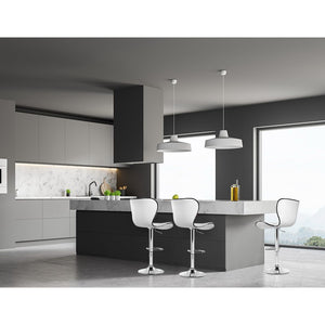 4x PU Leather Patterned Bar Stools  High Chair Stool White and Chrome