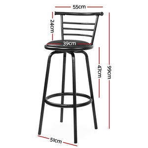 2x PU Leather Bar Stool Set Kitchen Swivel Chair Seating Home Office Cafe