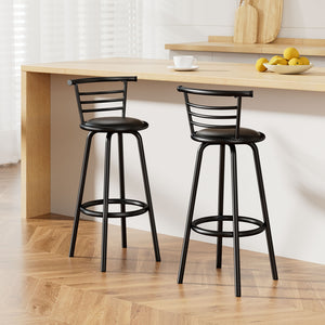 2x PU Leather Bar Stool Set Kitchen Swivel Chair Seating Home Office Cafe