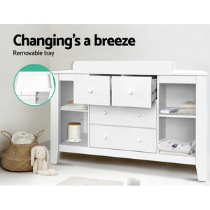 Baby Cabinet Change Table Tallboy Drawers Dresser Chest Storage White
