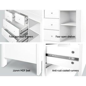 Baby Cabinet Change Table Tallboy Drawers Dresser Chest Storage White