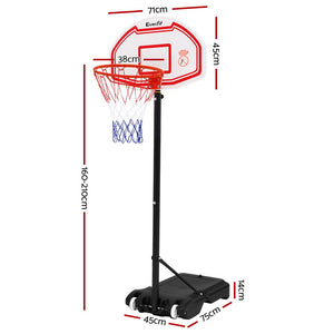 Portable 2.1M Adjustable Basketball Stand Hoop System Rim Basket Ball White