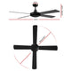 52'' Ceiling Fan w/Remote 3 Fan Speed Reverse Cycle Motor - Black