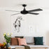 52'' Ceiling Fan w/Remote 3 Fan Speed Reverse Cycle Motor - Black