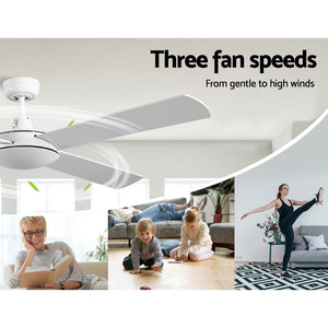 52'' Ceiling Fan w/Remote 3 Fan Speed Reverse Cycle Motor - White