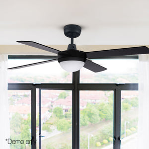 52'' Ceiling Fan AC Motor w/Light w/Remote Summer Winter - Black