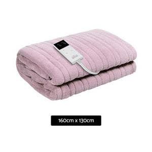 Heated Electric Throw Rug  Bedding Fleece Snuggle Blanket Washable Pink