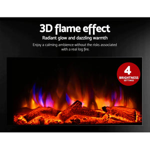 2000W Electric Fireplace Heater Wall Mounted 3D Fire Log Wood Effect