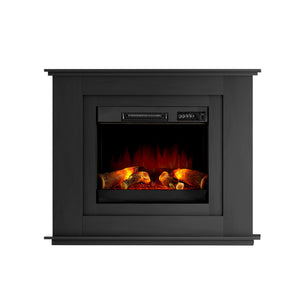z 2000W Electric Fireplace Heater Free Standing Mantel 3D Fire Log Wood Effect - Black