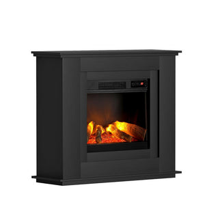 z 2000W Electric Fireplace Heater Free Standing Mantel 3D Fire Log Wood Effect - Black