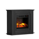 z 2000W Electric Fireplace Heater Free Standing Mantel 3D Fire Log Wood Effect - Black