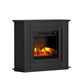 z 2000W Electric Fireplace Heater Free Standing Mantel 3D Fire Log Wood Effect - Black