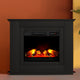 z 2000W Electric Fireplace Heater Free Standing Mantel 3D Fire Log Wood Effect - Black