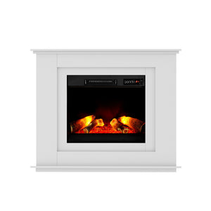 z 2000W Electric Fireplace Heater Free Standing Mantel 3D Fire Log Wood Effect - White