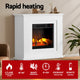 z 2000W Electric Fireplace Heater Free Standing Mantel 3D Fire Log Wood Effect - White