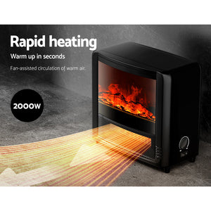 Electric Fireplace 3D Flame Effect Timer Portable Indoor Heater 2000W