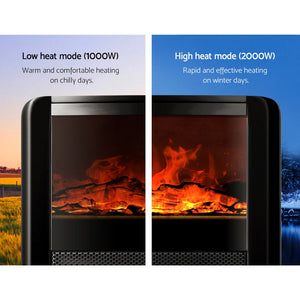 Electric Fireplace 3D Flame Effect Timer Portable Indoor Heater 2000W