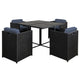 Outdoor Dining Setting 5 Piece Wicker Rattan Set Table Armchair Black