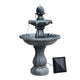 3 Tier Solar Powered Water Fountain Greek Style Birdbath Garden Ornament - Black