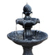 3 Tier Solar Powered Water Fountain Greek Style Birdbath Garden Ornament - Black