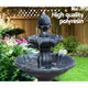 3 Tier Solar Powered Water Fountain Greek Style Birdbath Garden Ornament - Black