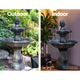 3 Tier Solar Powered Water Fountain Greek Style Birdbath Garden Ornament - Black