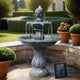 3 Tier Solar Powered Water Fountain Greek Style Birdbath Garden Ornament - Black