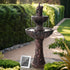 Solar Water Fountain Outdoor Waterfall Cascade Decor Peacock Sculpture With Light