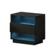 Bedside Tables Side Table RGB LED Drawers Nightstand High Gloss Black