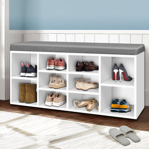 Hallway Bench Shoe Storage Stand Wooden Entryway Two Tone