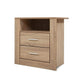 Bedside Table 2 Drawer Nightstand Shelf Side Lamp Bedroom Oak Colour