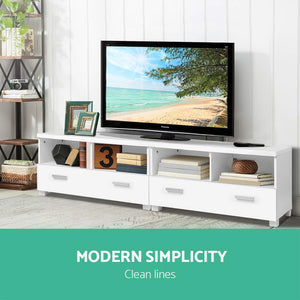 TV Stand Entertainment Unit with Drawers Shelves Cupboard Cabinet - White - Afterpay - Zip Pay - Dodosales -