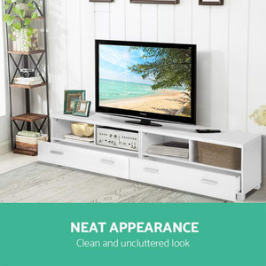 TV Stand Entertainment Unit with Drawers Shelves Cupboard Cabinet - White - Afterpay - Zip Pay - Dodosales -