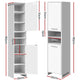 185cm Bathroom Tallboy Toilet Storage Cabinet Laundry Cupboard Adjustable Shelf White - Afterpay - Zip Pay - Dodosales -