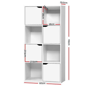 Display Shelf 8 Cube Storage 4 Door Cabinet Organiser Bookshelf Unit White - Afterpay - Zip Pay - Dodosales -