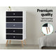 Tallboy Chest of 5 Drawers Dresser Storage Cabinet Table Bedroom Organiser