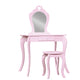 Kids Dressing Table Stool Set Mirror Drawer Children Vanity Makeup Pink