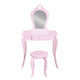 Kids Dressing Table Stool Set Mirror Drawer Children Vanity Makeup Pink