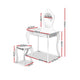 Kids Dressing Table Stool Set Mirror Drawer Children Vanity Makeup - White - Afterpay - Zip Pay - Dodosales -