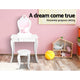 Kids Dressing Table Stool Set Mirror Drawer Children Vanity Makeup - White - Afterpay - Zip Pay - Dodosales -