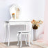 Kids Dressing Table Stool Set Mirror Drawer Children Vanity Makeup - White